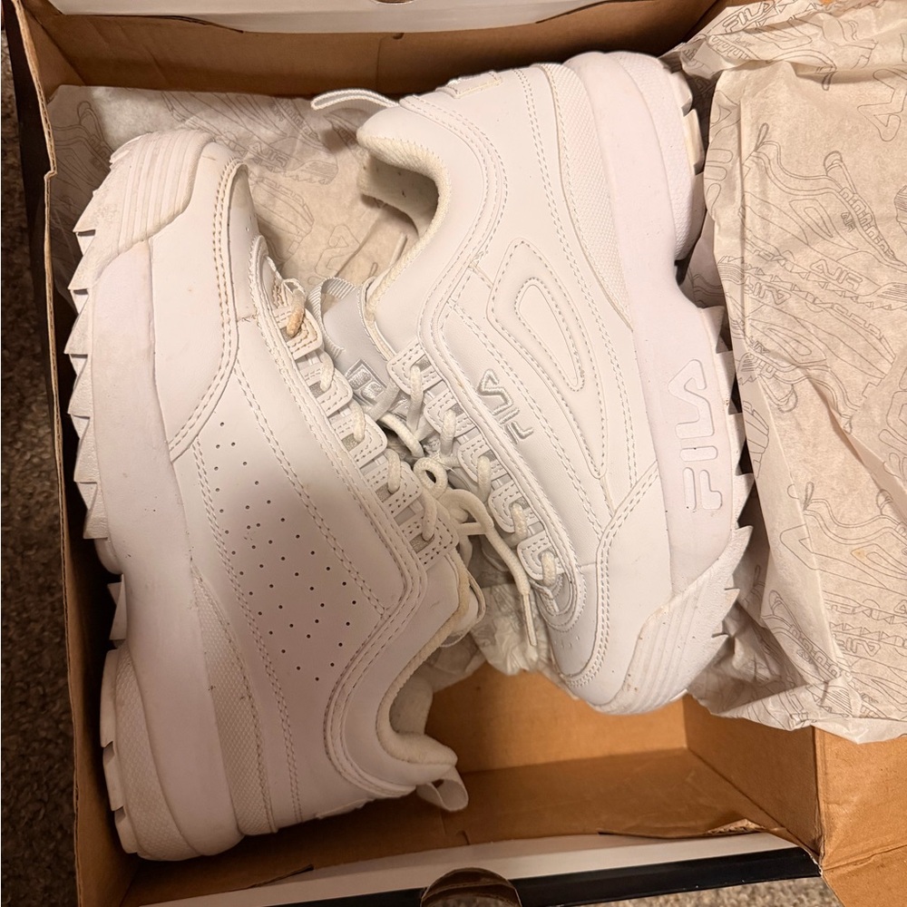Fila All-White Athletic Sneakers